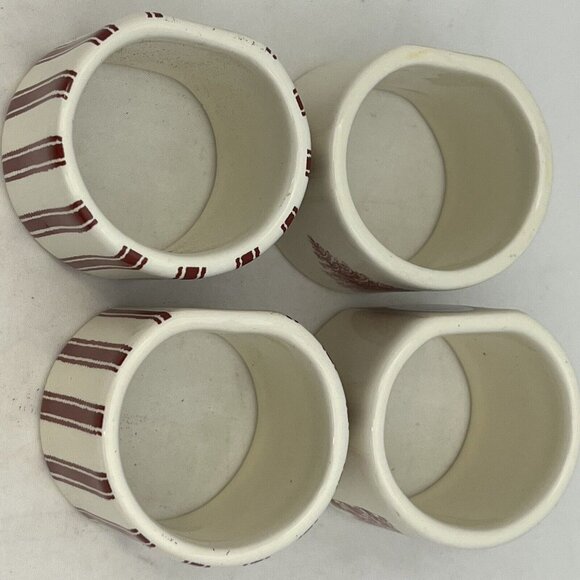 Vintage 2004 Square Nest Ceramic Napkin Rings Holders Christmas Tree Set Of Four - Picture 13 of 16